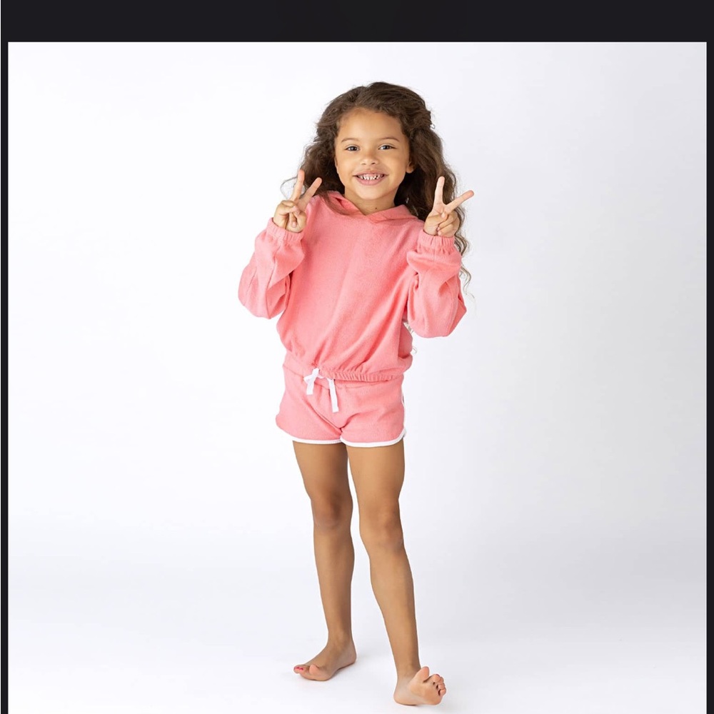 Shade Critters Coral Terry Drawstring Shorts - Girls Size 7/8